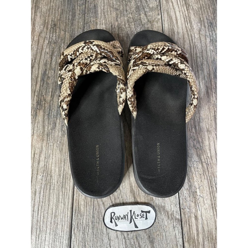 14TH & UNION REPTILE PRINT SLIP ON SLIDES SANDALS Women size 9 - Picture 10 of 10